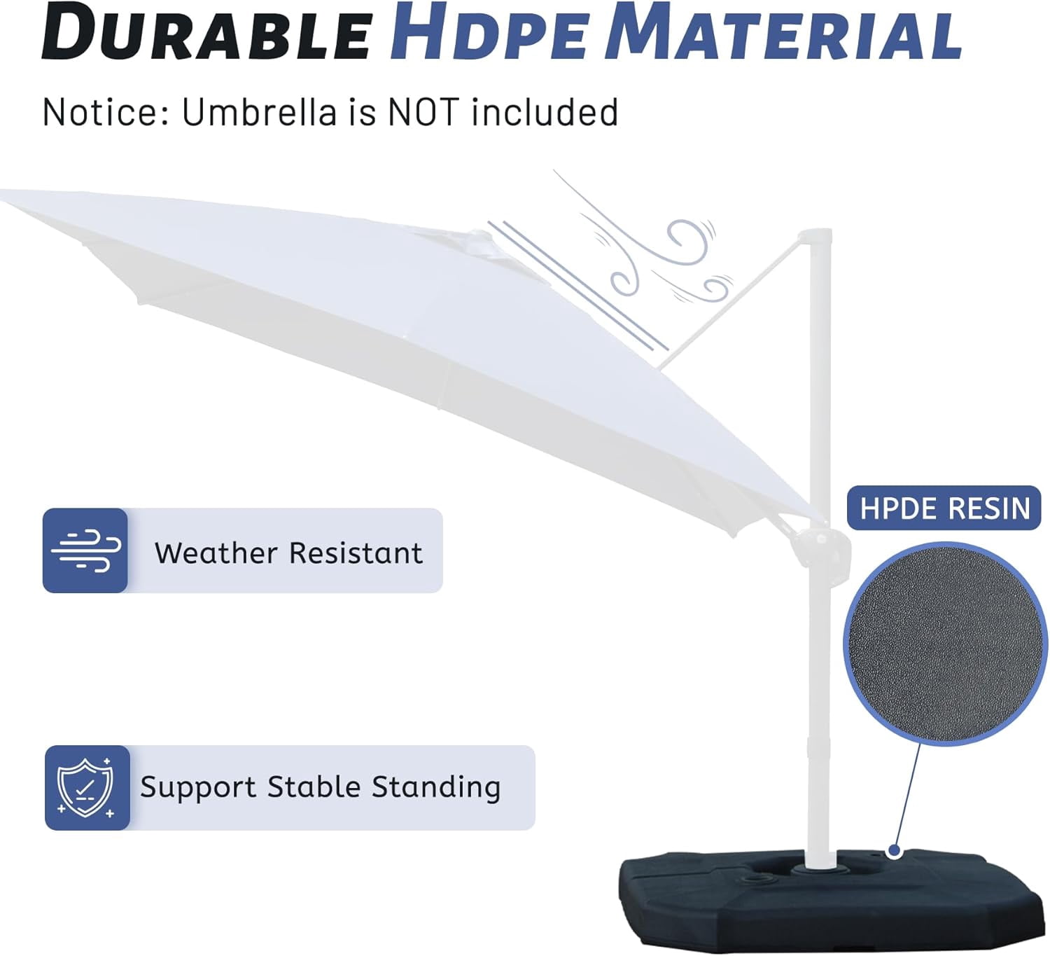 Domi Patio Umbrella Base, Umbrella Stand Base Water & Sand Filled Weighted Base Offset Umbrella Base for Cantilever Offset Patio Umbrella, 300LBS