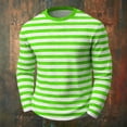 thumbnail image 4 of Shirt for Men, Men's Casual Shirts Striped Crewneck Long-Sleeve T-Shirt Basic Pullover Stripe tee Shirt Green M, 4 of 5