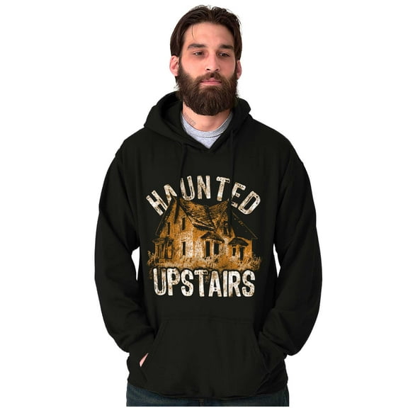 Haunted House Upstairs Halloween Unisex Plus Fleece Graphic Hoodie Brisco Brands 2X