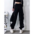 thumbnail image 3 of Pantalones de pierna negra con herramientas para mujer, estilo hip hop, modernos, rectos, holgados, estilo harén, para otoño e invierno, 3 of 6