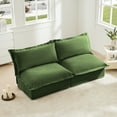 thumbnail image 4 of Convertible 2 Seater Deep Seat Sofa, Chenille Sectional Sofa Couch with Slip-cover, Upholstered Armless Cloud Couch with Pillow for Living Room, Apartment, Free Combination Cozy Sofa, Green, 4 of 7