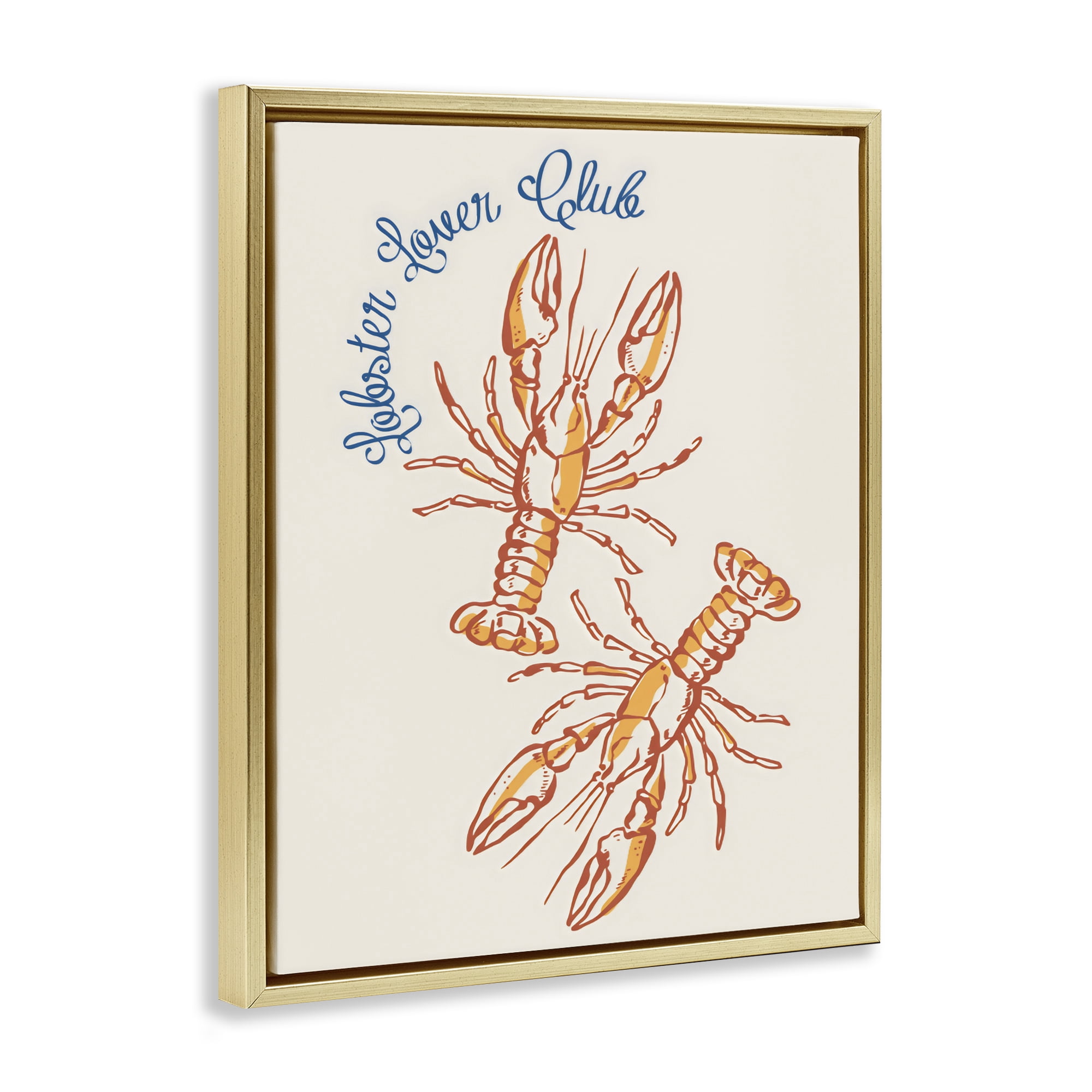 Stupell Industries Lobster Lover Club Gold Framed Floater Canvas Wall Art, design by The Prints Vibe
