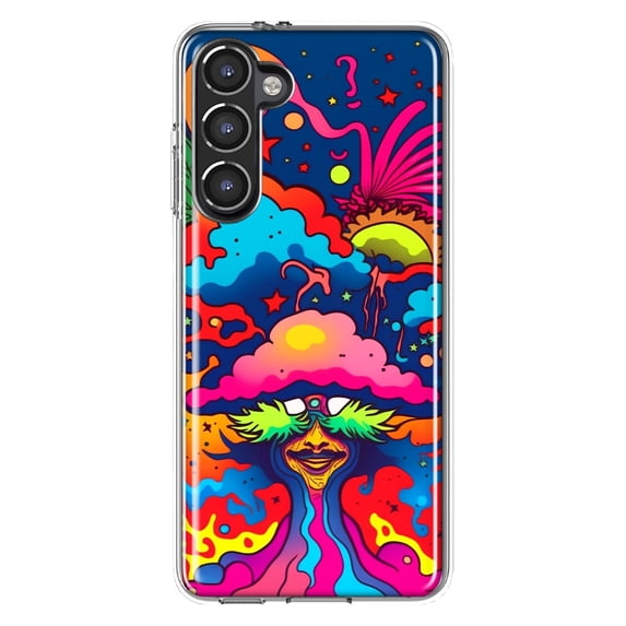 MUNDAZE Samsung Galaxy S23 Shockproof Clear Hybrid Protective Phone Case Neon Rainbow Psychedelic Trippy Hippie Bomb Star Dream
