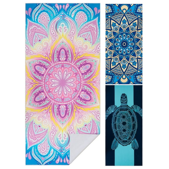 Siaomo Beach Towel Pool Towel, Microfiber,Quick Dry, for Wimming,Sports,Gym -73" x 32" Pink Mandala
