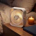 thumbnail image 6 of Homellea White Rechargeable Desk Fan, Portable Square Personal Fan with LED Night Light and Adjustable Stand for Office, Bedroom, Dorm, Vanity, Table and Summer Travel, 6 of 7