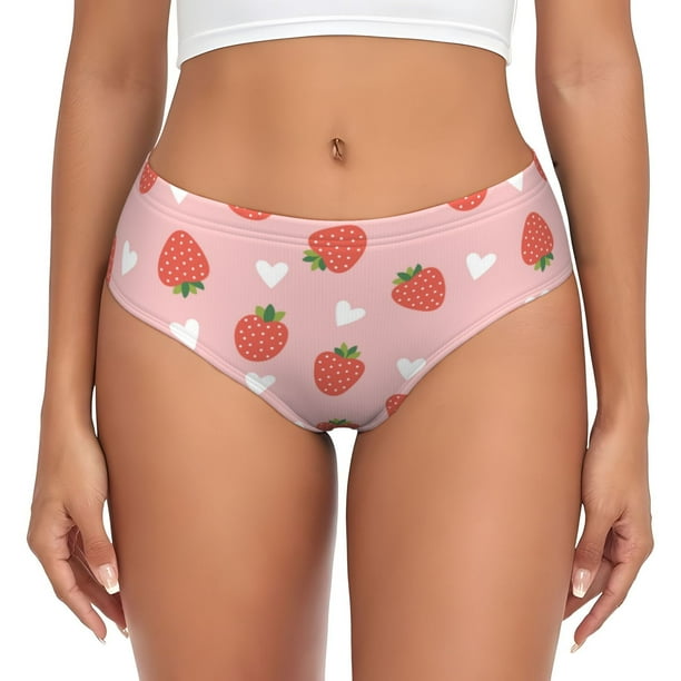 Fotbe Strawberry Calzones Estampados para Mujer – Ropa Interior de Algodón, Cómoda, Suave y Elástica-Medium