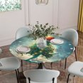 thumbnail image 5 of Coastal Christmas Round Tablecloth for 45-54 Inch Tables,Fitted Table Cover with Elastic Edge,Xmas Pine Tree Ocean Beach Green Waterproof Outdoor Table Cloth Protector for Patio Garden Dinner Picnic, 5 of 9