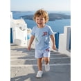 thumbnail image 4 of BemeyourBBs Toddler Baby Boys Summer Clothes Cute Infant Baby Boy Airplane Outfit Short Sleeve Airplane Embroidered T Shirt Tops and Striped Pockets Shorts Set Toddler Boys Summer Outfit, 4 of 9