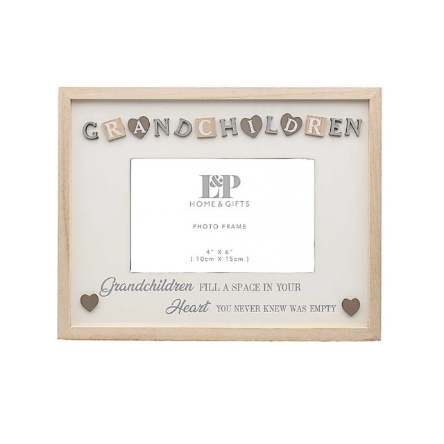 Marco para Foto Grandchildren Fill A Heart de Madera (Gris, Beige)