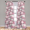 thumbnail image 4 of Ambesonne Floral Inspiration Curtains, Roses on Stripes, Pair of 28"x95", Pastel Pink White Black, 4 of 5