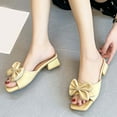 thumbnail image 2 of VerPetridure Women's Sandals Casual Summer Women's Casual Fashion Slippers Solid Color Bowknot Middle Heel Chunky Heel Slippers, 2 of 5