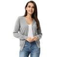 thumbnail image 2 of Grace Karin Classic Women's Long Sleeve Button Down Vee Neck Light Gray Sweater Knit Cardigan(S~3XL), 2 of 6