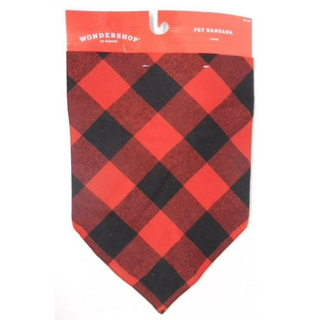 Wondershop Buffalo Check Dog Cat Pet Brushed Wool-like Fleece Bandana  Red/Black