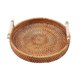 thumbnail image 1 of Rattan storage tray, round basket with handle, hand-woven, rattan tray wicker basket bread fruit food breakfast display L, 1 of 5