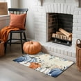 thumbnail image 4 of Fall Door Mat Indoor Entrance Blue Pumpkin Floor Mat Thanksgiving Welcome Matt Outdoor Rugs Non-Slip Absorbent Retro Eucalyptus Leaves Floral Doormat for Bathroom Kitchen Front Door 24x16 Inch, 4 of 6