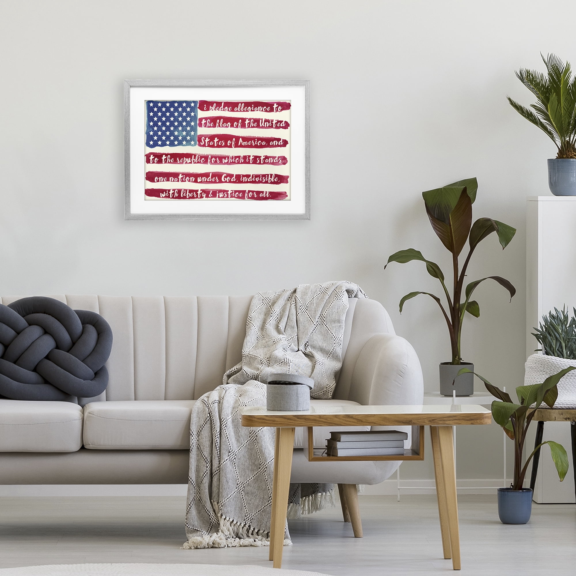 Stupell Industries Pledge Of Allegiance Flag Stripes Gray Framed Print Under Glass, design by Sophie 6