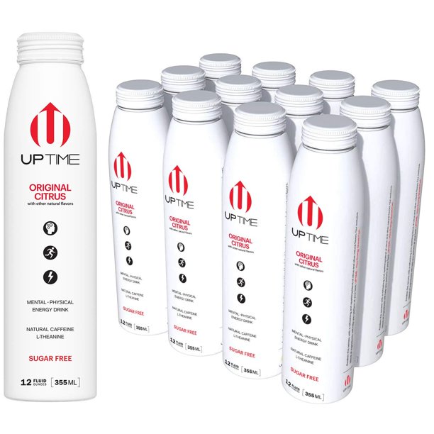 UPTIME Original Citrus Zero Sugar (12 Pack), Premium Energy Drink, 12