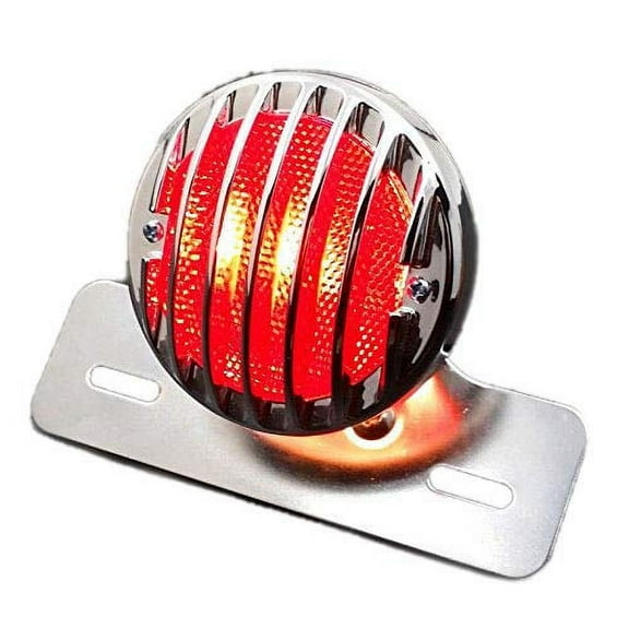 BHYShop Grill Round Brake Tail Light License Plate Holder Bobber Cafe Racer Clubman ATV Cruiser Quad