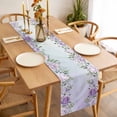 thumbnail image 3 of Table Runner 48 Inches Long for Kitchen Dining, Spring Flowers Dresser Scarf Farmhouse, Dining Table Decorations for Wedding/Parties, Botanical Purple Floral Leaaves Gradient 13 x 48 In, 3 of 8