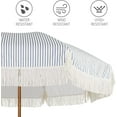 thumbnail image 6 of AMMSUN 7ft Patio Umbrella with Fringe Tassel Outdoor UPF50+ Shade Tilt Shelter,Navy Blue Stripes, 6 of 10