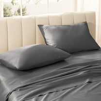 Bare Home  Organic Cotton Pillowcase Set - Silky Smooth Sateen Weave Standard - Grey
