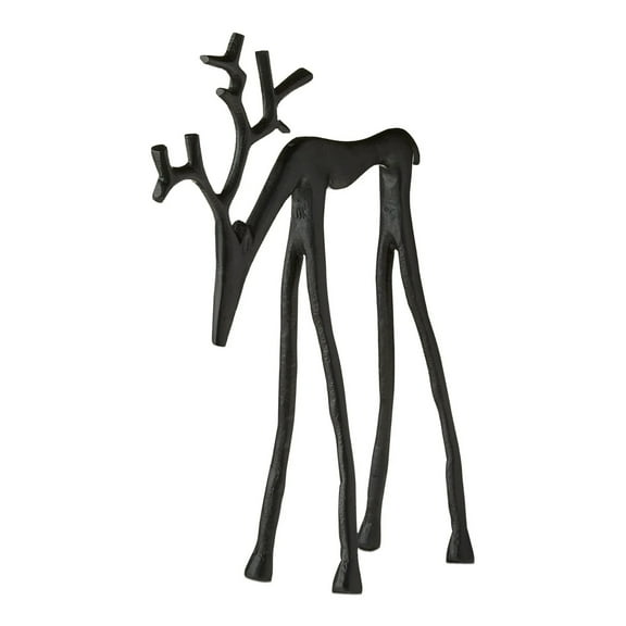 FYHALE Reindeer Christmas Decor, Thin Shaped Cast Black Reindeer, Reindeer Figurines Christmas Desktop Decoration(B)
