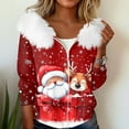 thumbnail image 6 of Women's Fashion Casual Sweater Zipper Cardigan, Christmas Themed Print Plush Hooded Jacket for Seasonal Holiday Cheer and Style,Vermilion,XL, 6 of 6