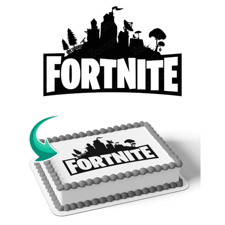 TNCT Personalized Fortnite Logo Edible Cake Topper, Custom 1/4 Sheet Cake Decoration Wrap