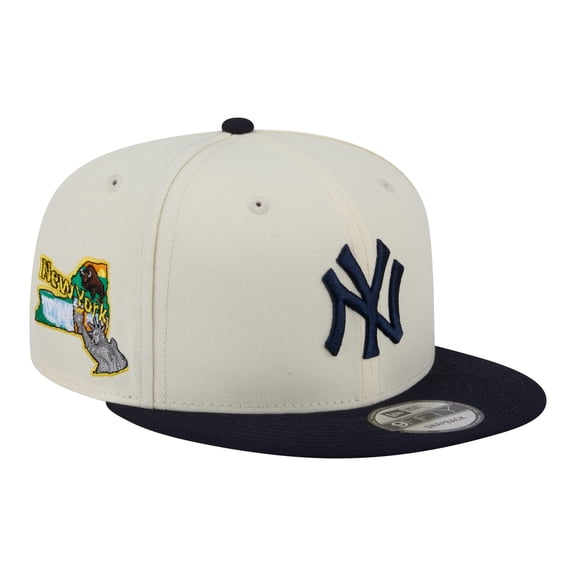 Men's New Era Cream/Navy New York Yankees Localized 9FIFTY Snapback Hat