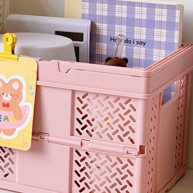 Cesta de almacenamiento, cesta de Picnic plegable, cesta de compras pequeña apilable para comestibles, cesta de plástico plegable de alta capacidad