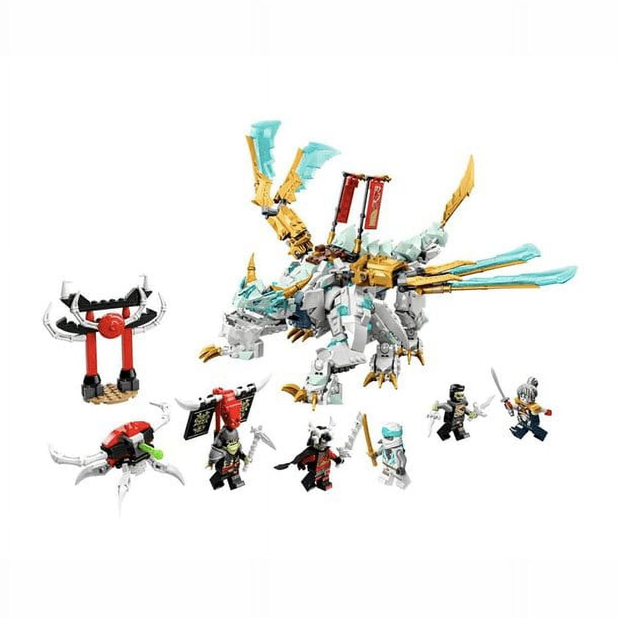 LEGO NINJAGO Zane's Ice Dragon Creature 71786, 2in1 Dragon Toy to Action Figure Warrior, Model Building Kit, Construction Set for Kids with 5 Minifigures