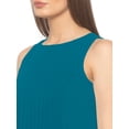 thumbnail image 4 of eloria Women's Georgette Midi Boat Neck Sleevless Pleated Design Summer Dress, Color : Teal Blue 2 | Size : XS, 4 of 5
