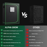 ALPHAGROW Indoor Grow Tent System, 48 x 24 x 60 in, 600D Fabric, 4 in Inline Fan, Carbon Filter, and Black Ducting