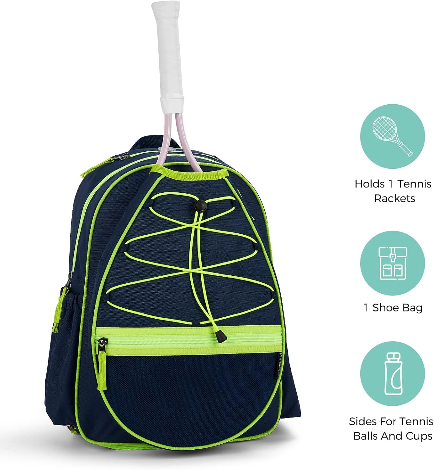 Kids Tennis Bag for Boys, Kids Tennis Backpack Racket Bag, junior tennis bag 16 Inch, Dark Blue