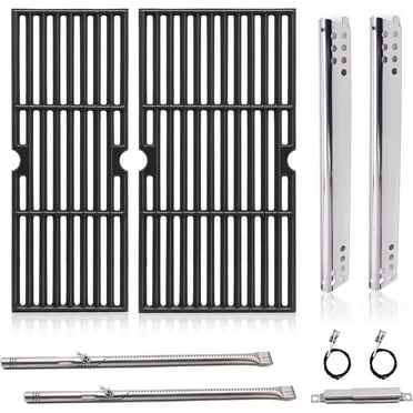 Grill Replacement Parts for Charbroil 2 Burner 463625217, 463673519, 463625219, 463625217, 463673017, 463673517, G470-0002-W1, G470-0003-W1, 18 Inch Cast Iron Grates, Heat Plates, Burners