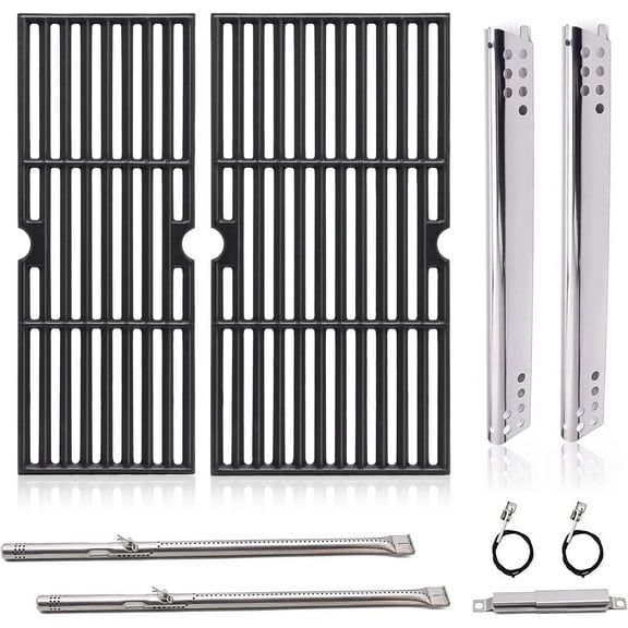 Grill Replacement Parts for Charbroil 2 Burner 463625217, 463673519, 463625219, 463625217, 463673017, 463673517, G470-0002-W1, G470-0003-W1, 18 Inch Cast Iron Grates, Heat Plates, Burners