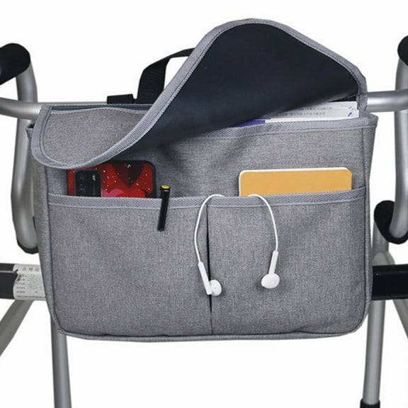 Travelwant Wheelchair Armrest Accessories, Side Bags to Hang on Side Waterproof Black Walker Storage Pouches Fathers Mothers Day Gifts