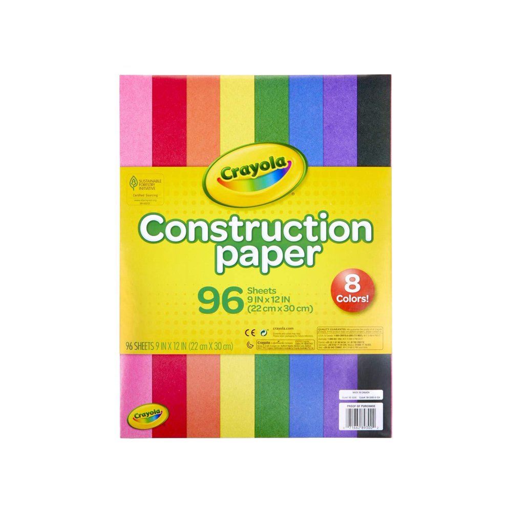 Crayola Construction Paper, School Supplies, 96 ct 1 9" x 12" Walmart