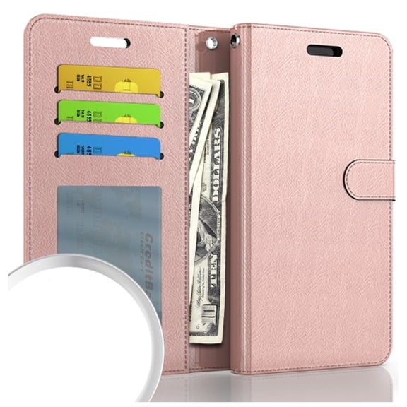 For Samsung Galaxy A13 5G S136DL Wallet Pouch Cover Cell Phone Case - EM Rose Gold