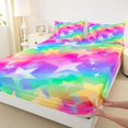 thumbnail image 5 of Manfei Dreamy Star King Sheets, Gradient Glitter Rainbow Bedding, Hot Pink Blue, 4 Pieces, 1 Flat Sheet, 1 Fitted Sheet and 2 Pillowcases, 5 of 6