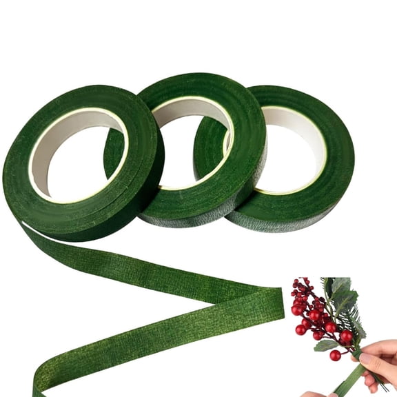 106.3x0.5In DIY Crafts Tape,QZS Dark Green Wedding Bouquet Wrapping Tape,3pcs Gift Wrapping Decorations for Home,Office
