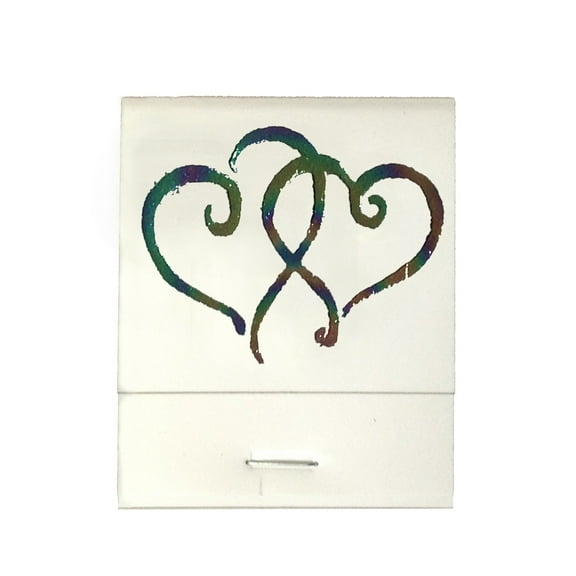 50 White 20 Strike Matches with  Printed Hearts in Mozaic Matchbooks for Wedding, Anniversary, Birthdays etc