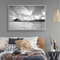 wall26 Floating Framed Canvas Wall Art for Living Room, Bedroom Black and White Water Canvas Prints for Home Decoration Ready to Hang - 16x24 inches