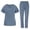 Gray, variant on Scrub Sets for Woman Solid Color V-Neck Short Sleeve Long Pants Nurse Uniform with Pock Blue S