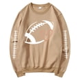 thumbnail image 7 of GILIGEGE Warm Fall Winter Football Themed Womens Sweatshirt,Front Heart Football Pattern & Back Retro Ball Print Crew Neck Pullover,Soft Breathable Oversized Long Sleeve Game Day Clothing Khaki 3XL, 7 of 7