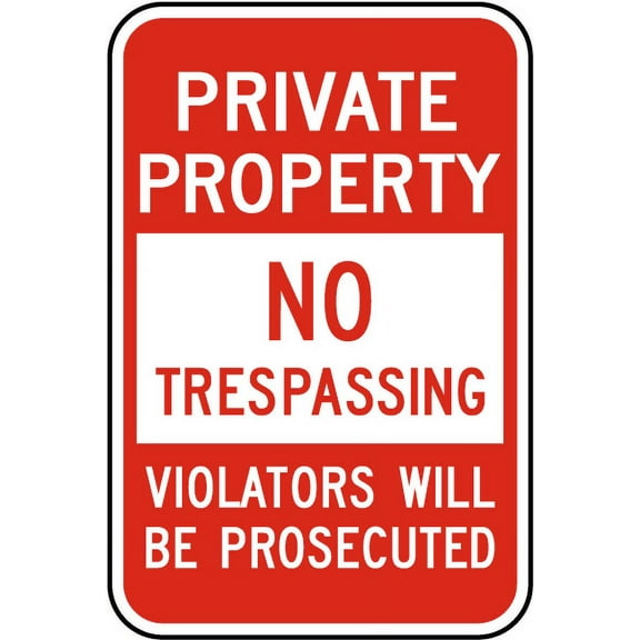 Vinyl Stickers - Private Property No Trespassing Sign 1 - Safety and Warning Warehouse Signs Stickers - 3.5" x 5" - 3 Pack