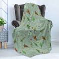 thumbnail image 4 of Christmas Soft Flannel Fleece Throw Blanket, Pattern of Different Christmas Treesnd Holiday Themed Snowflake Background, Cozy Plush for Indoor and Outdoor Use, 50" x 60", Multicolor, by Ambesonne, 4 of 5
