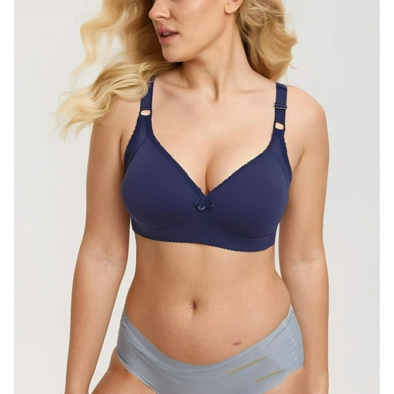 Sevevn Women's Solid Color Seamless Nude Lifting Soft Support Bra For Women Everyday Bras Blue XXL Great Gifts for Less