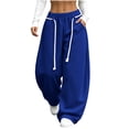 thumbnail image 5 of YABCSAZ Women's Baggy Barrel Sweatpants Oversized Tapered Wide Leg Sweat Pants Rope Drawstring Elastic Waist Y2K Streetwear Trousers with Pockets, 5 of 9