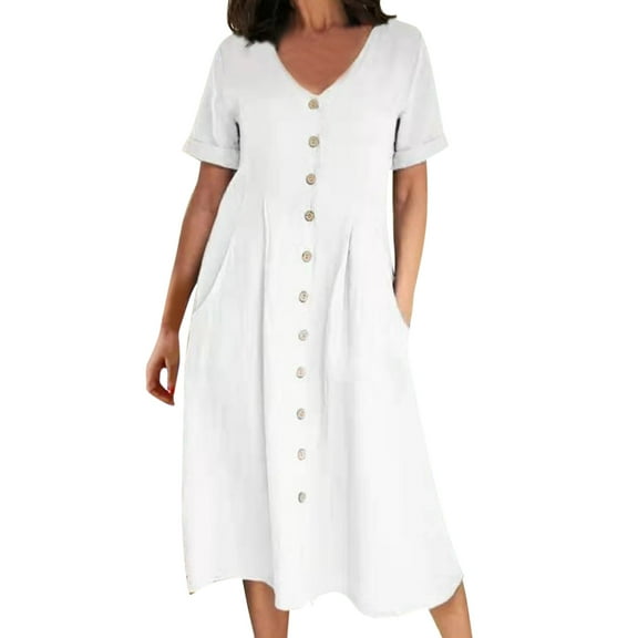 White Dresses Womens Dress Summer Long Dresses With Pockets Formal Dresses for Women